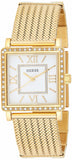 Guess White Dial Gold Mesh Bracelet Watch For Women - W0826L2