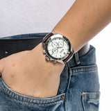 Hugo Boss Ikon White Dial Brown Leather Strap Watch for Men - 1513175