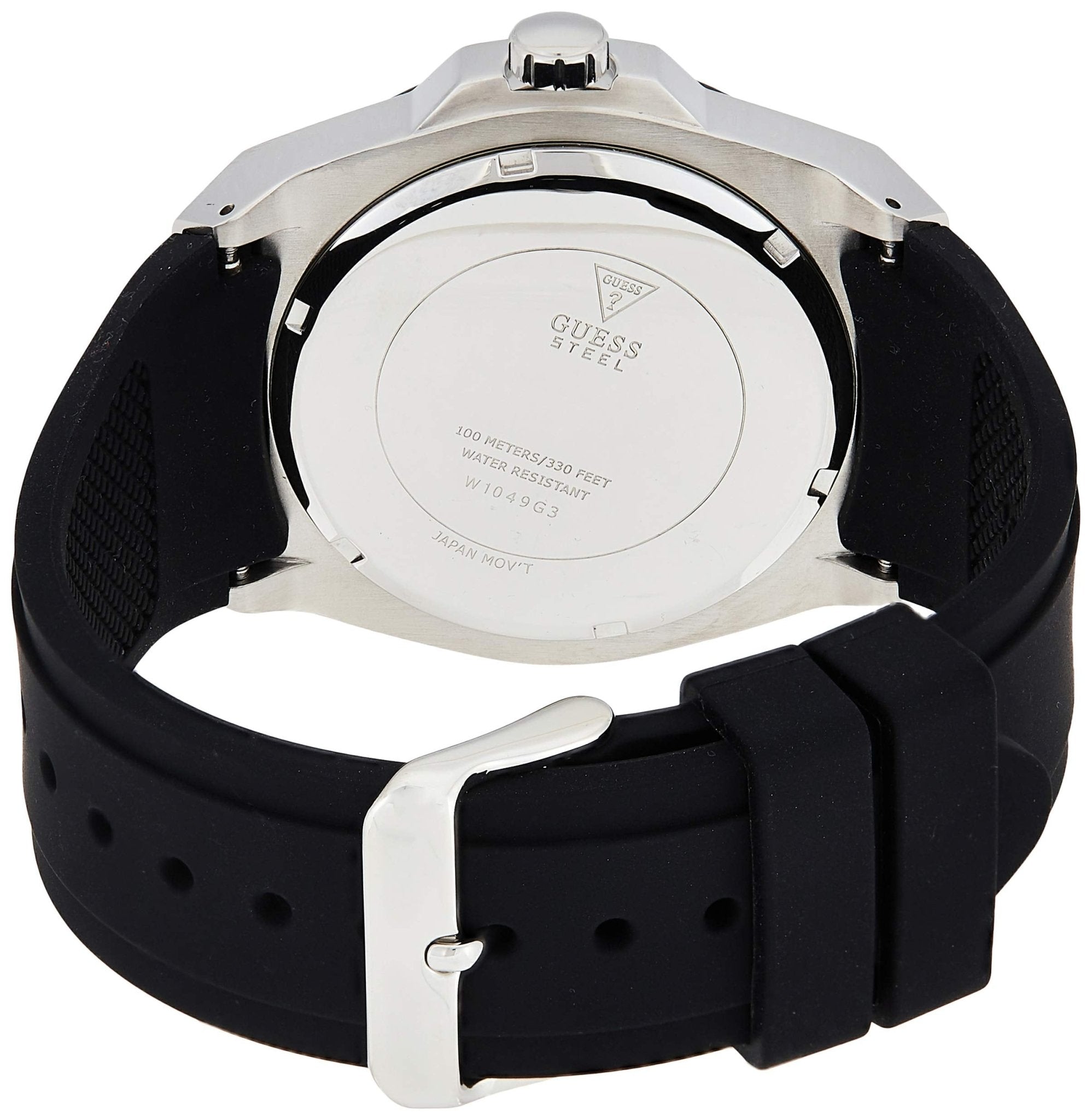 Guess Legacy White Dial Black Rubber Strap Watch For Men - W1049G3