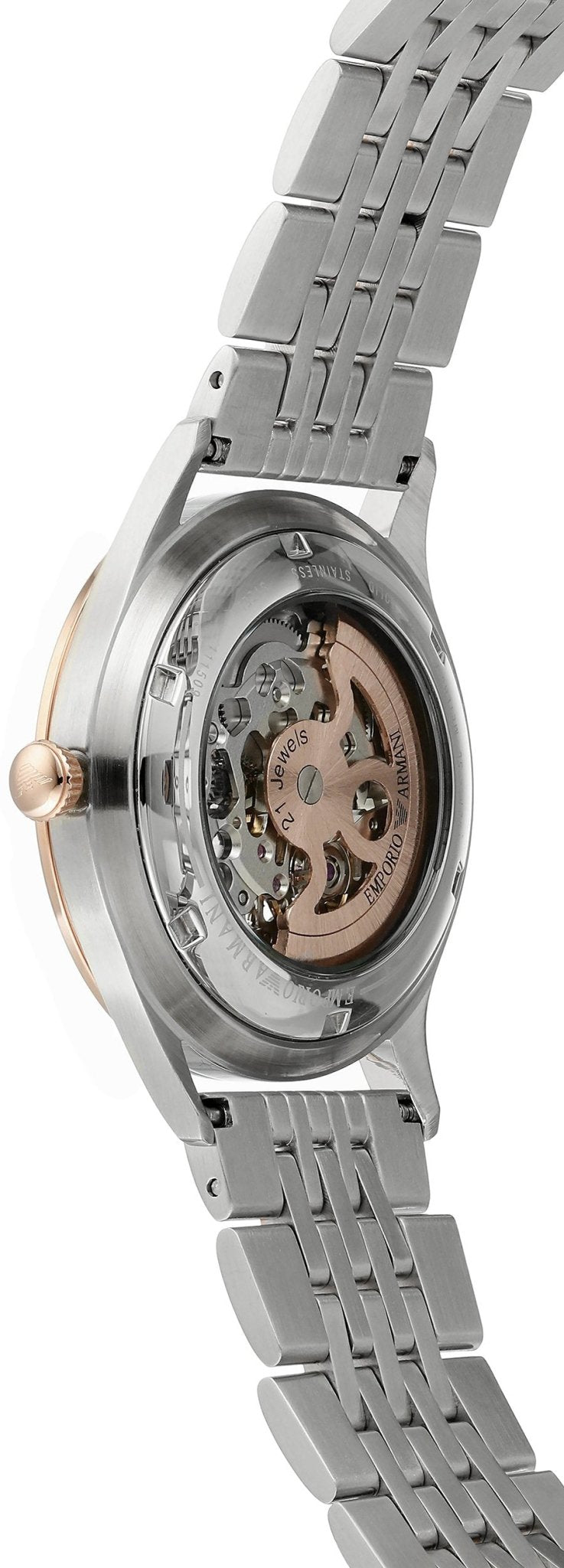 Emporio Armani Meccanico White Dial Two Tone Steel Strap Watch For Men - AR1921