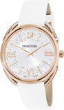 Swarovski Crystalline Glam Silver Dial White Leather Strap Watch for Women - 5452459