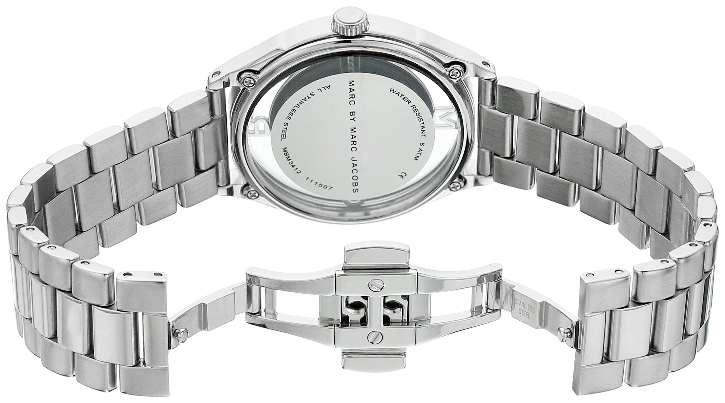Marc Jacobs Tether Transparent Silver Dial Silver Steel Strap Watch for Women - MBM3412