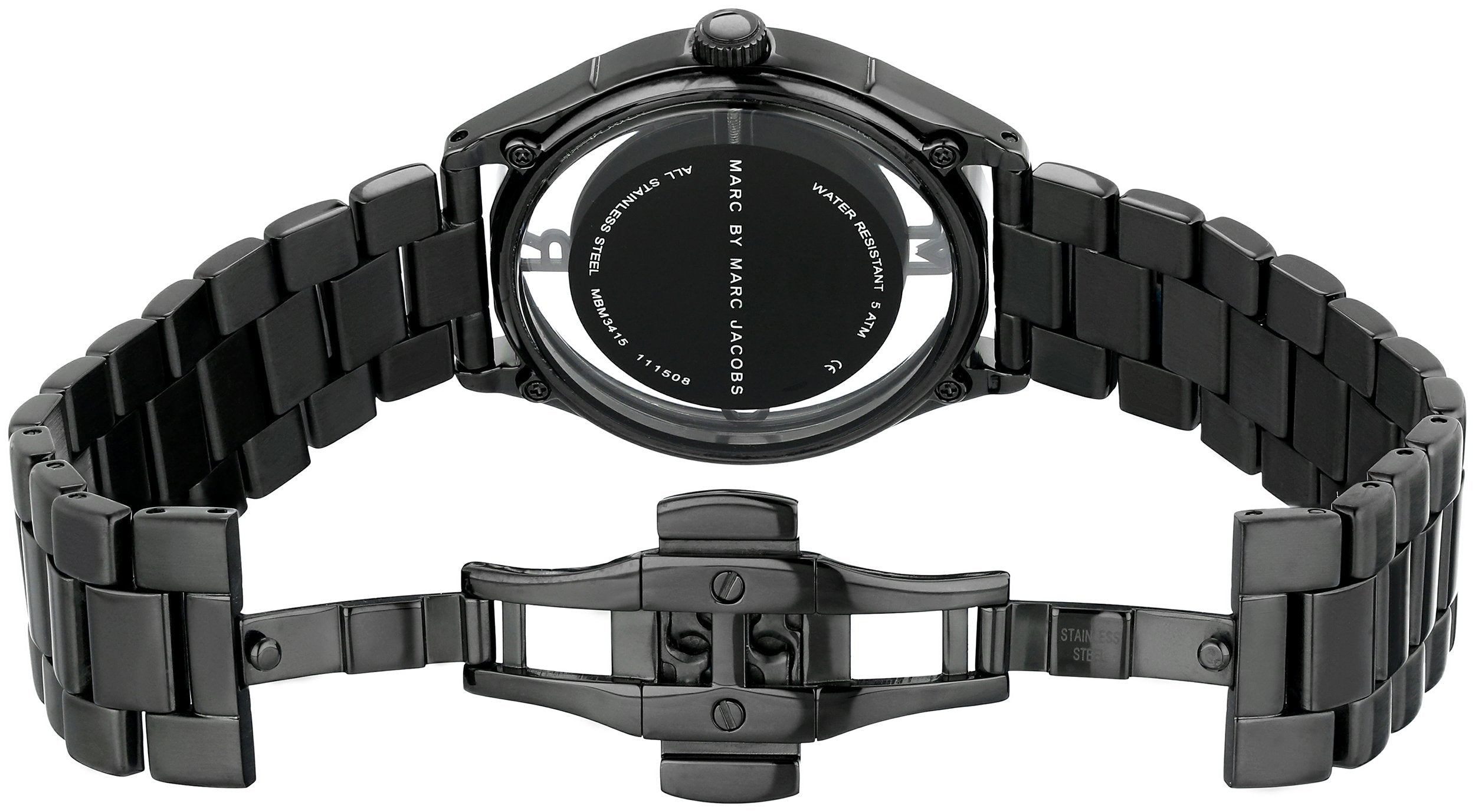 Marc Jacobs Tether Transparent Black Dial Black Steel Strap Watch for Women - MBM3415