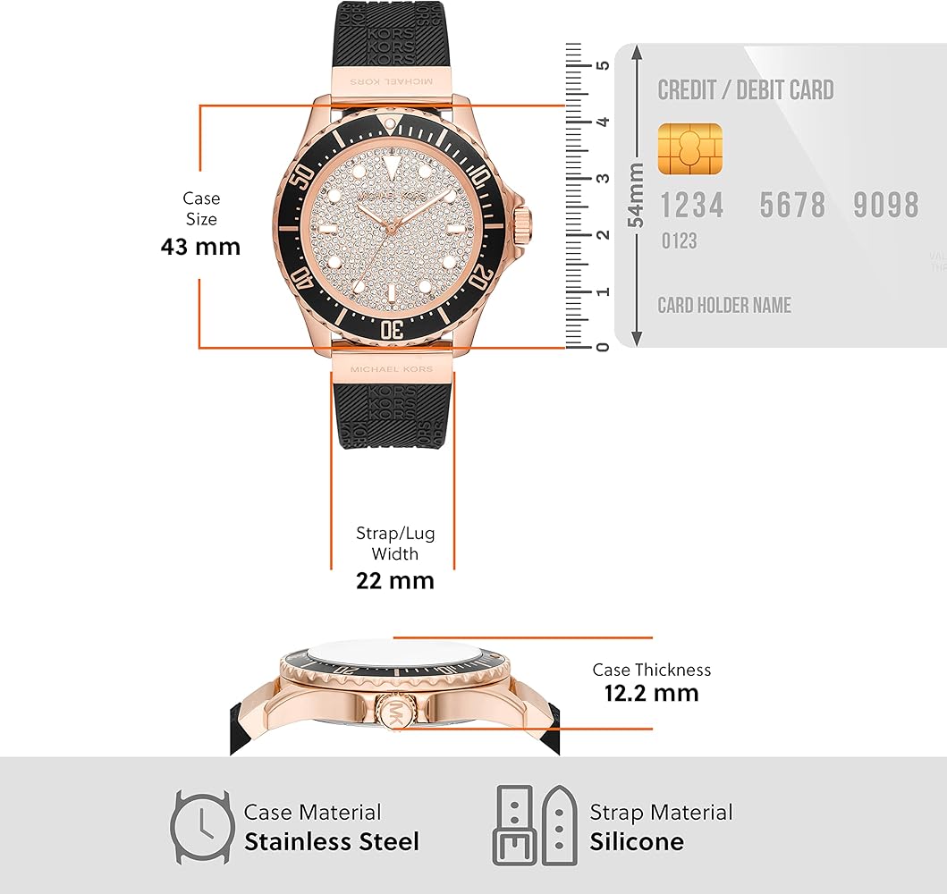 Michael Kors Everest Analog Rose Gold Dial Black Silicone Strap Watch For Women - MK7358