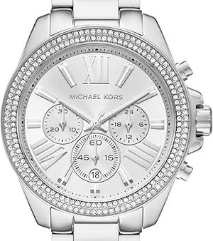 Michael Kors Wren Chronograph Silver Dial Silver Steel Strap Watch for Women - MK7429