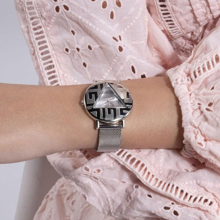 Guess Iconic Quartz Silver Dial Silver Mesh Bracelet Watch For Women - GW0527L1