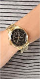 Michael Kors Blair Quartz Black Dial Gold Steel Strap Watch For Women - MK6497