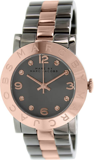 Marc Jacobs Amy Grey Dial Two Tone Steel Strap Watch for Women - MBM3195