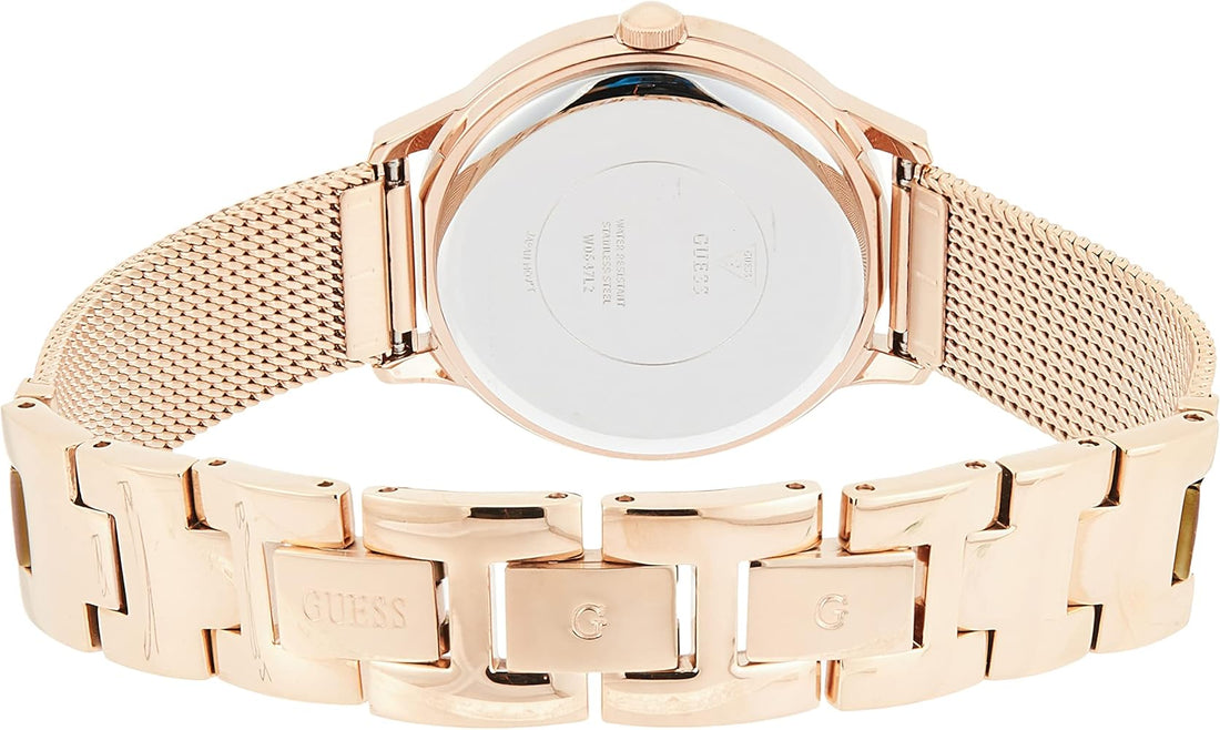 Guess Chelsea Mother of Pearl White Dial Rose Gold Mesh Strap Watch For Women - W0647L2