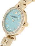 Swarovski Daytime Crystals Turquoise Dial Gold Steel Strap Watch for Women - 5182212
