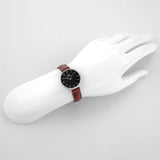 Daniel Wellington Classic Petite St Mawes Black Dial Brown Leather Strap Watch For Women - DW00100237