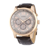 Guess Horizon Quartz Champagne Dial Brown Leather Strap Watch For Women - W0380G4