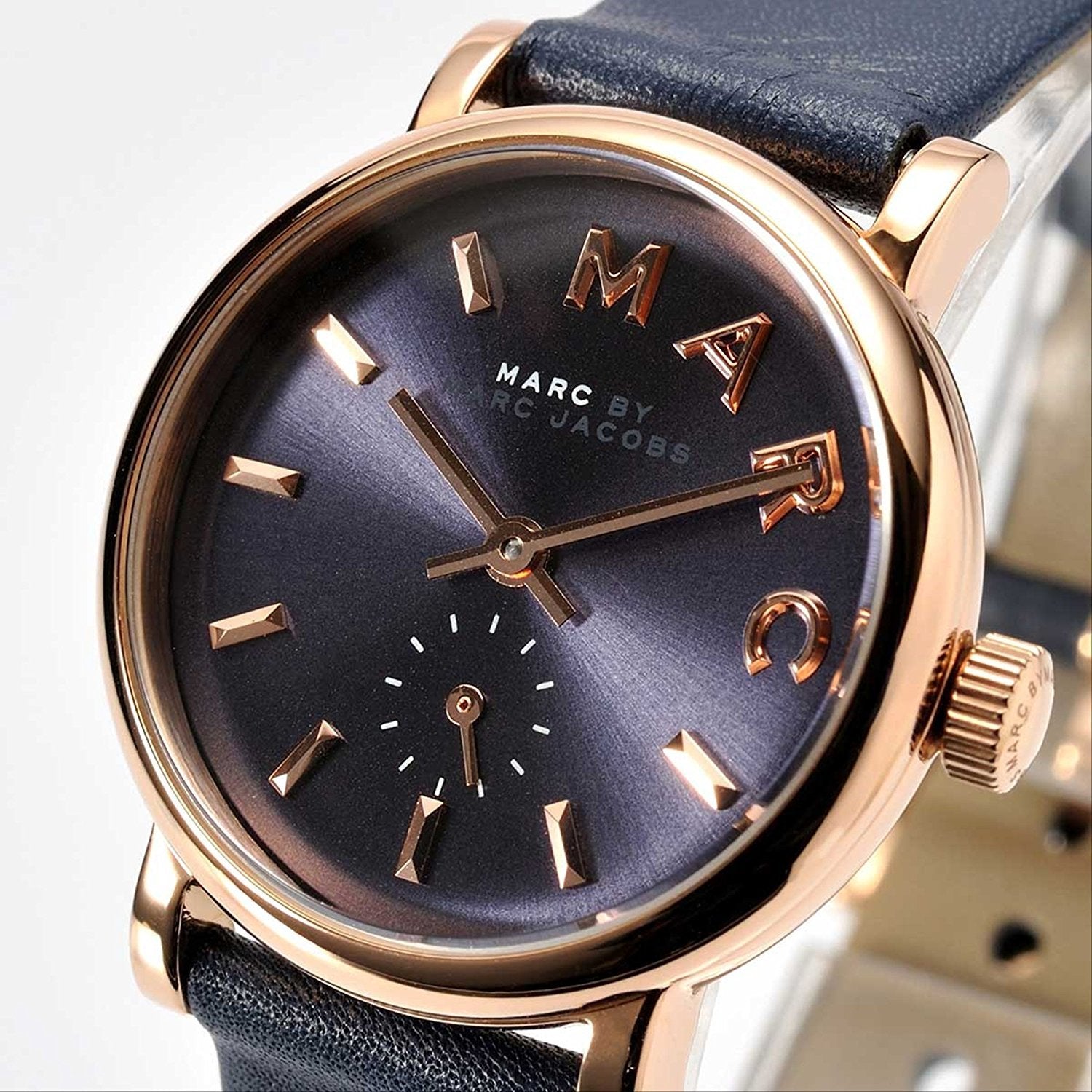 Marc Jacobs Baker Navy Blue Dial Blue Leather Strap Watch for Women - MBM1331