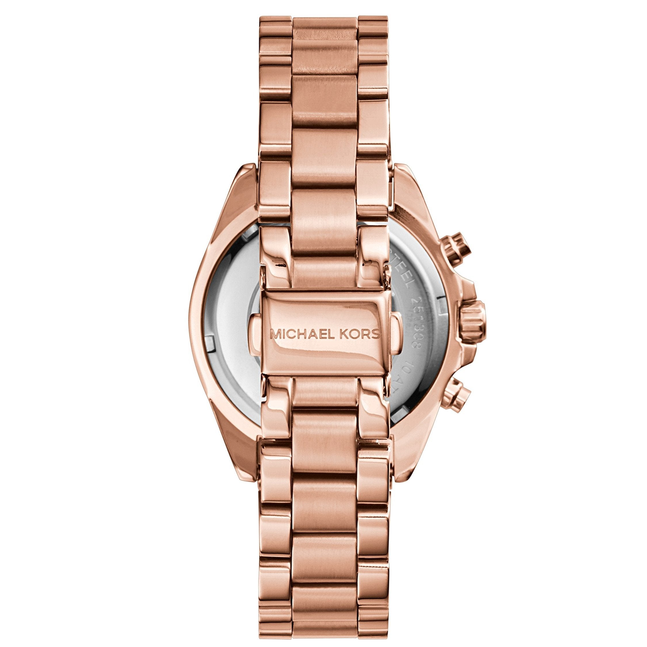 Michael Kors Bradshaw Chronograph Rose Gold Dial Rose Gold Steel Strap Watch for Women - MK5799