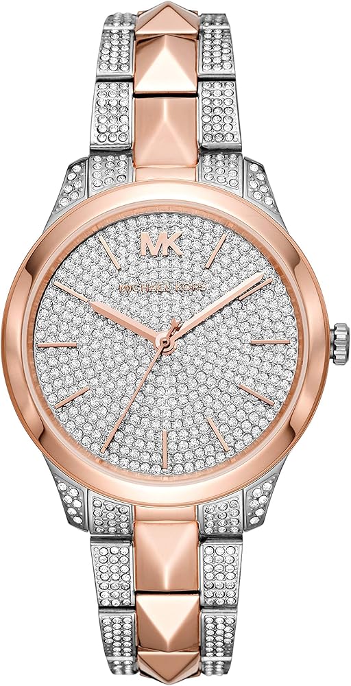 Michael Kors Runway Mercer Crystals Silver Dial Two Tone Steel Strap Watch For Women - MK6716