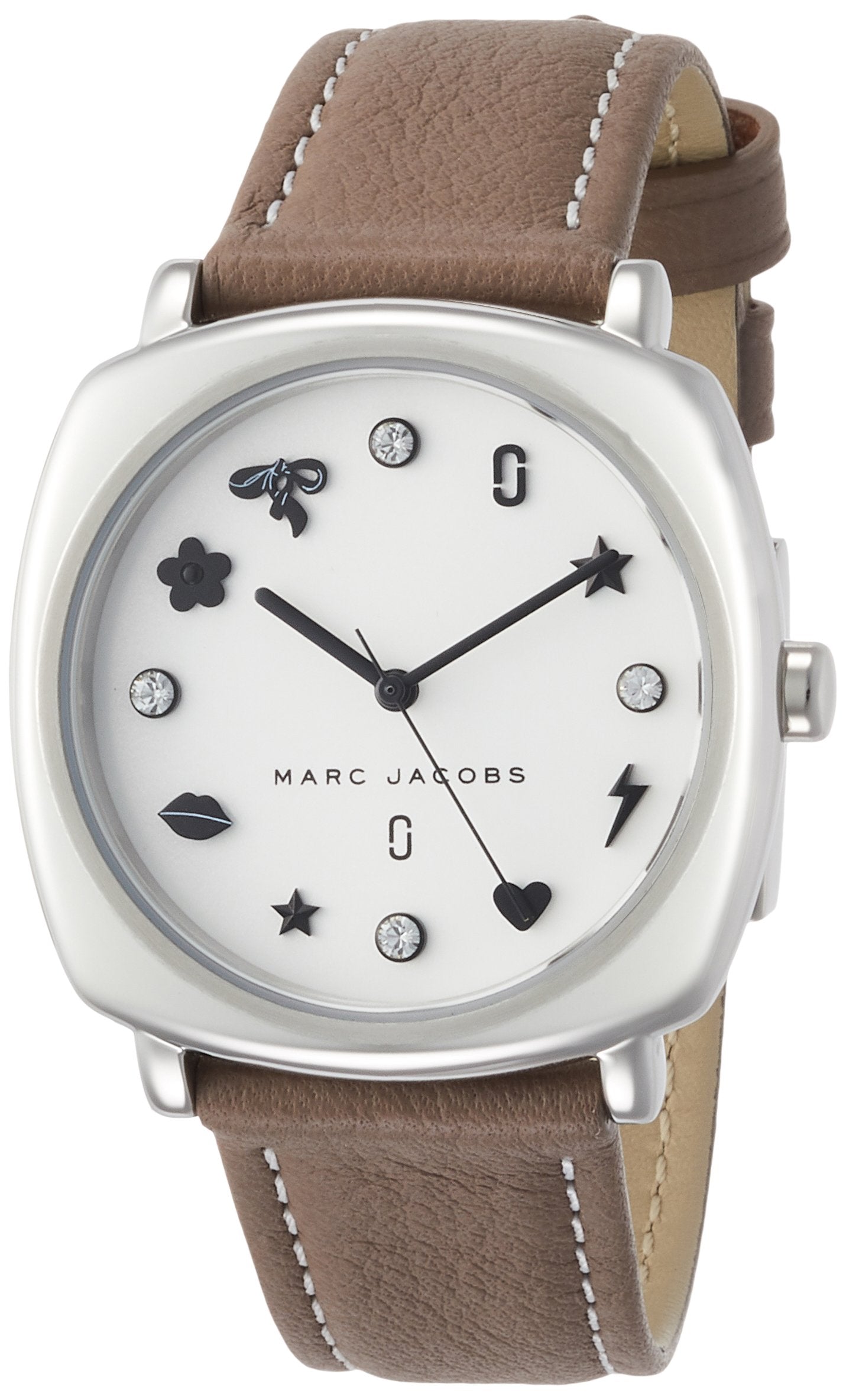 Marc Jacobs Mandy Silver Dial Brown Leather Strap Watch for Women - MJ1563