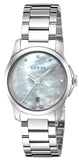 Gucci G Timeless Diamonds Mother of Pearl Dial Silver Steel Strap Watch For Women - YA126542