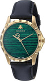 Gucci Le Marche Des Merveilles Quartz Green Dial Black Leather Strap Watch For Women - YA126463