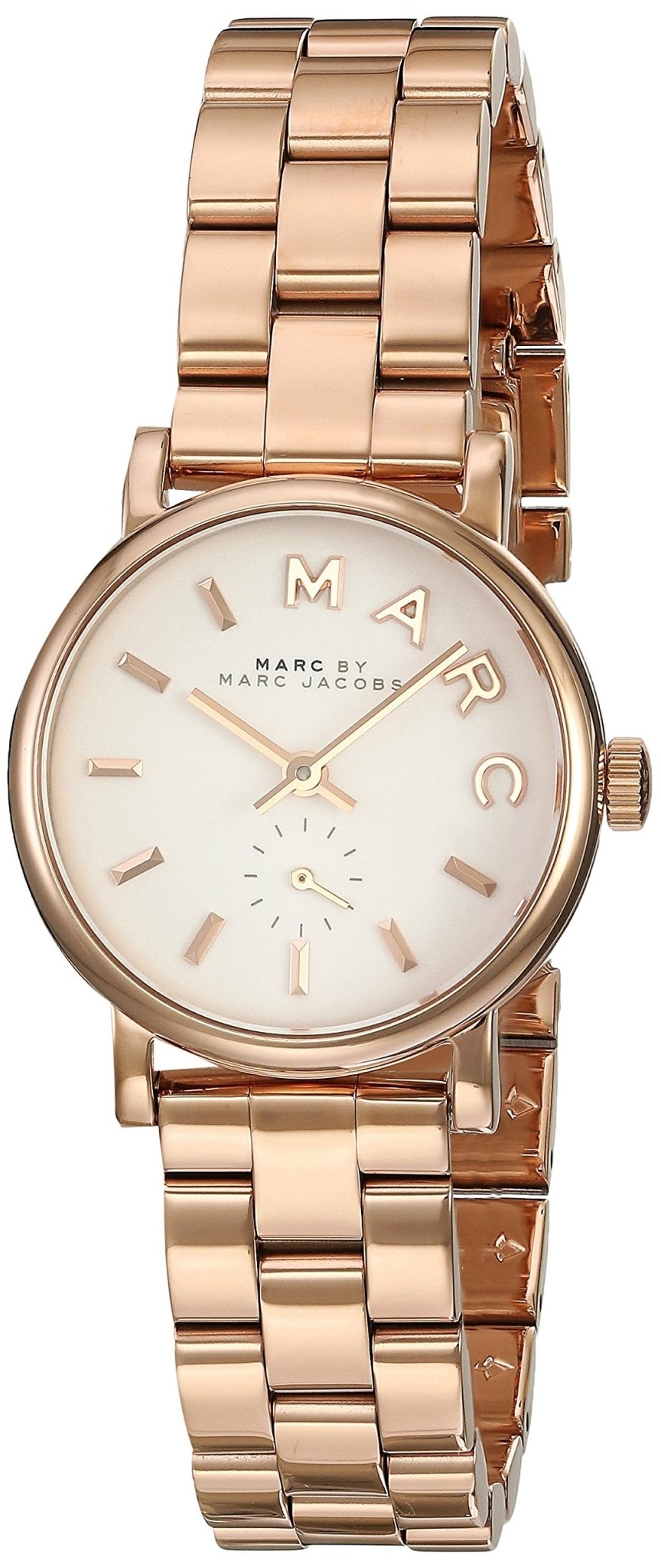 Marc Jacobs Baker White Dial Rose Gold Steel Strap Watch for Women - MBM3248