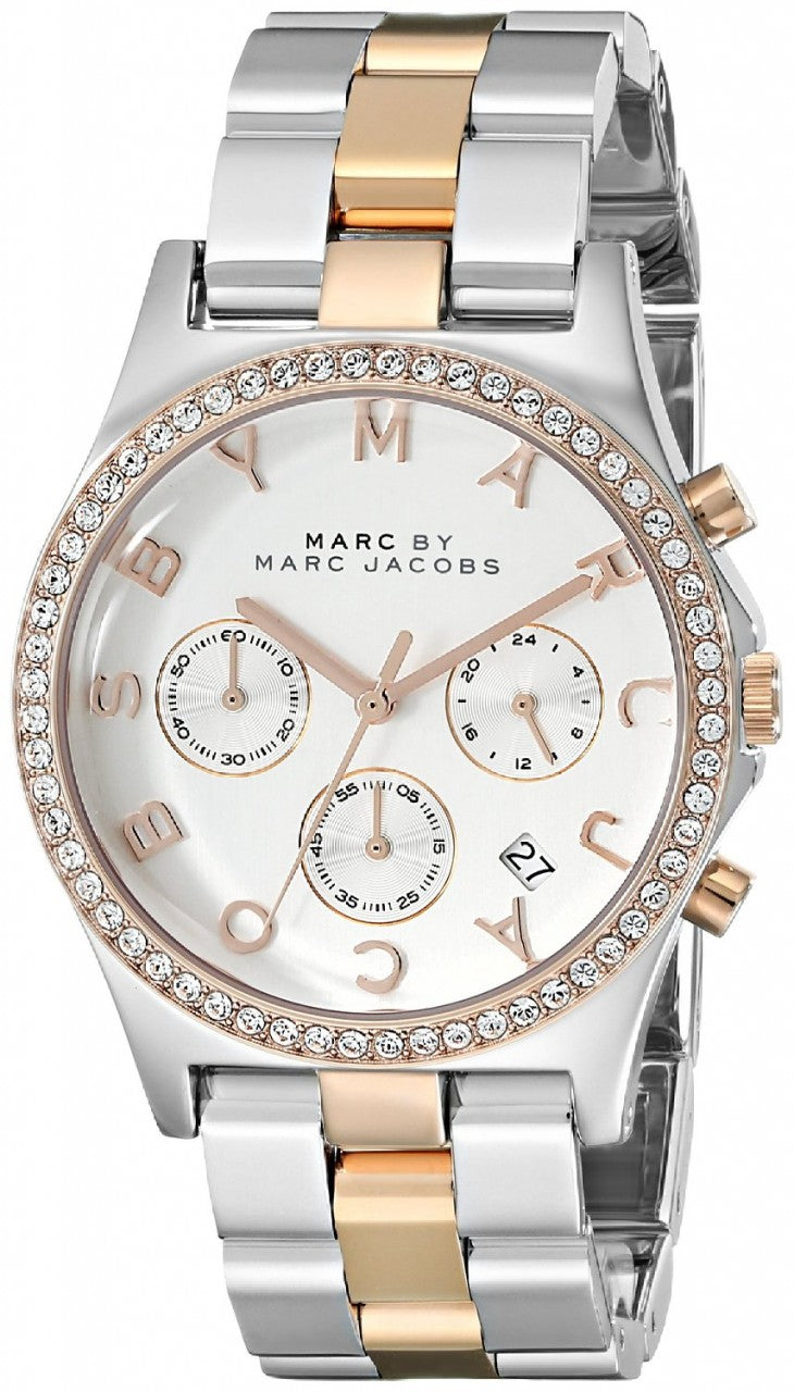 Marc Jacobs Henry Chronograph Silver Dial Two Tone Steel Strap Watch for Women - MBM3106