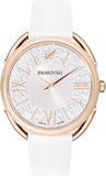 Swarovski Crystalline Glam Silver Dial White Leather Strap Watch for Women - 5452459
