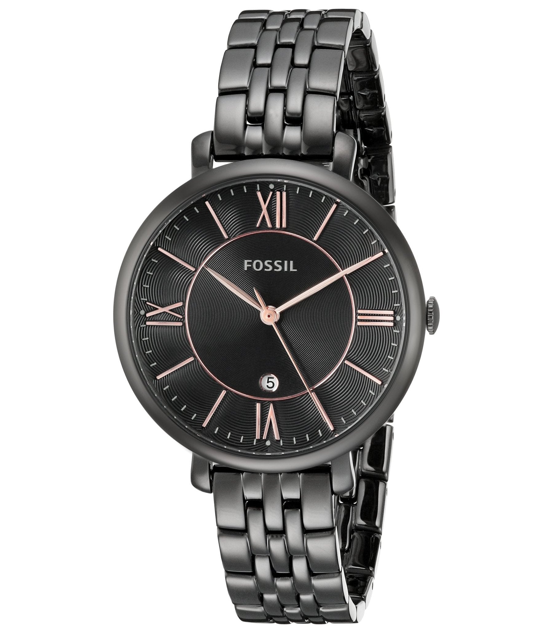 Fossil Jacqueline Black Dial Black Mesh Bracelet Watch for Women - ES3614