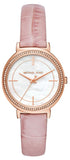 Michael Kors Cinthia Mother of Pearl Dial Pink Leather Strap Watch for Women - MK2663