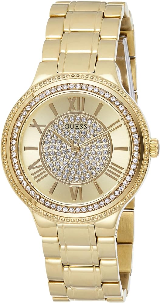 Guess Madison Diamonds Gold Dial Gold Steel Strap Watch for Women - W0637L2