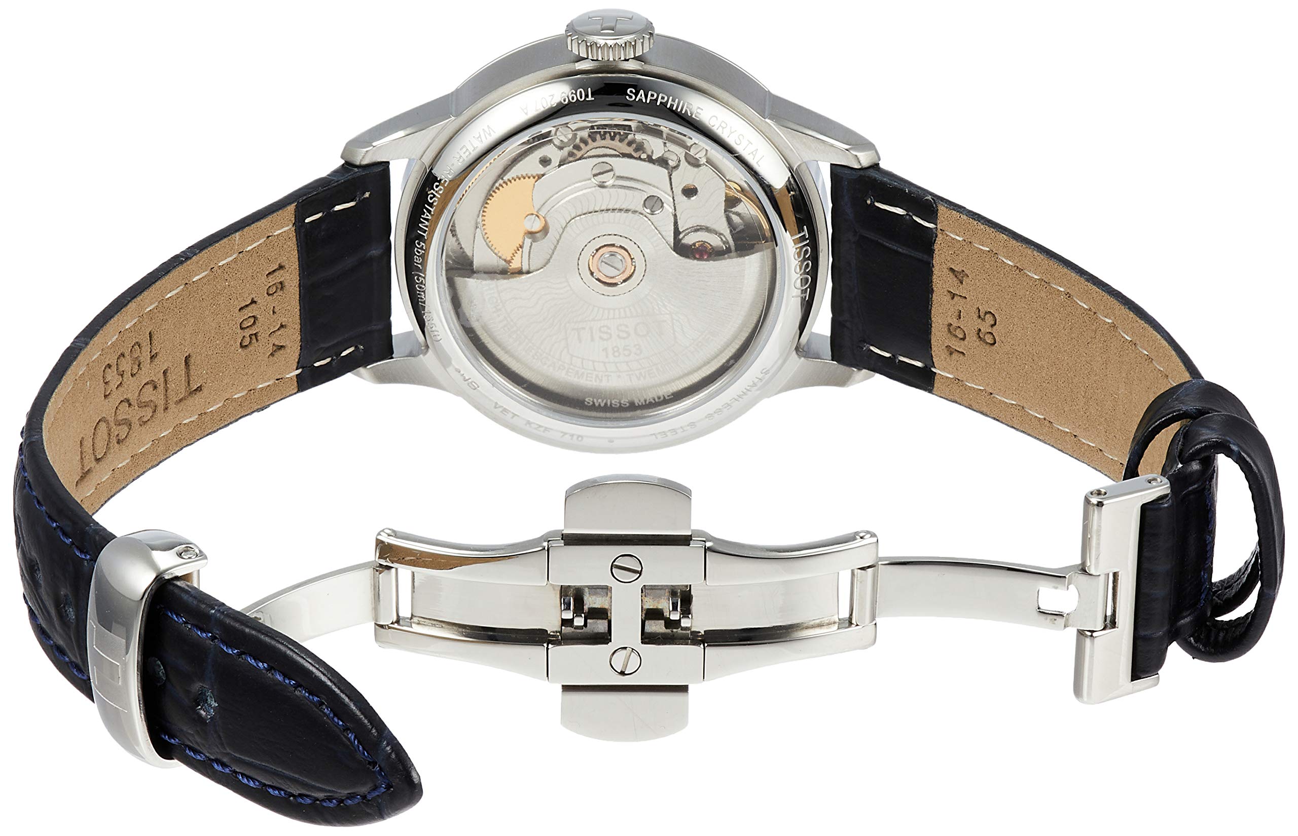 Tissot Chemin Des Tourelles Powermatic 80 Lady Blue Dial Blue Leather Strap Watch For Women - T099.207.16.047.00