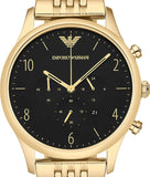 Emporio Armani Classic Chronograph Black Dial Gold Steel Strap Watch For Men - AR1893