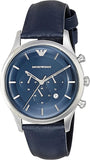 Emporio Armani Lambda Chronograph Blue Dial Blue Leather Strap Watch For Men - AR11018