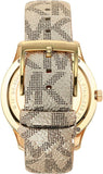 Michael Kors Runway Three Hand Quartz Gold Dial Brown Leather Strap Watch For Women - MK6999