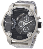 Diesel Little Daddy Chronograph Black Dial Silver Steel Strap Watch For Men - DZ7259