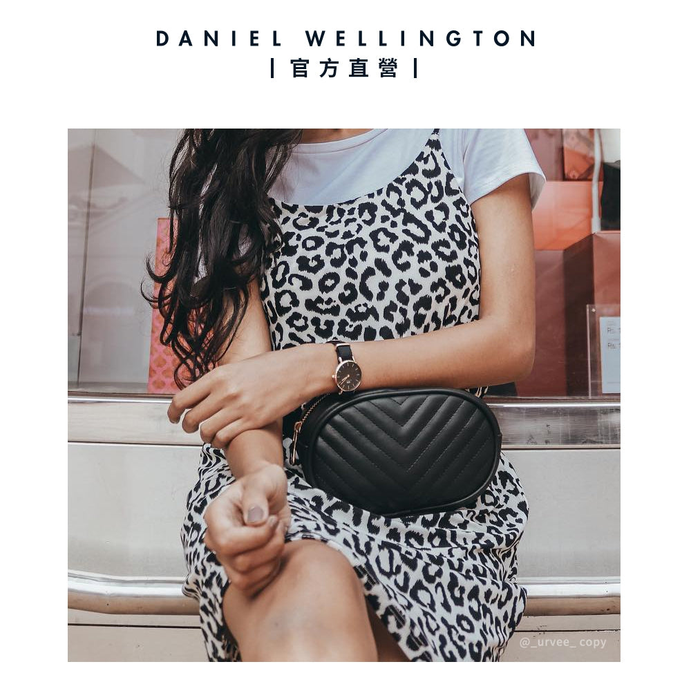 Daniel Wellington Petite Cornwall Black Dial Black Nylon Strap Watch for Women - DW00100247