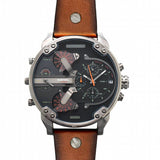 Diesel Mr Daddy 2.0 Chronograph Black Dial Brown Leather Strap Watch For Men - DZ7332