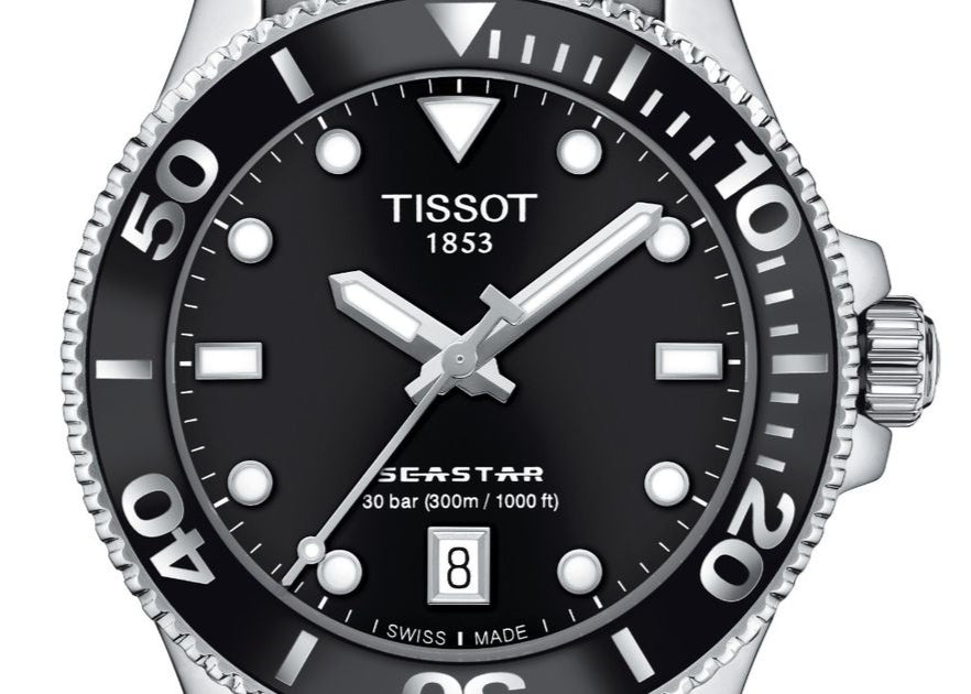 Tissot Seastar 1000 Lady Black Dial Silver Steel Strap Watch for Women - T120.210.11.051.00