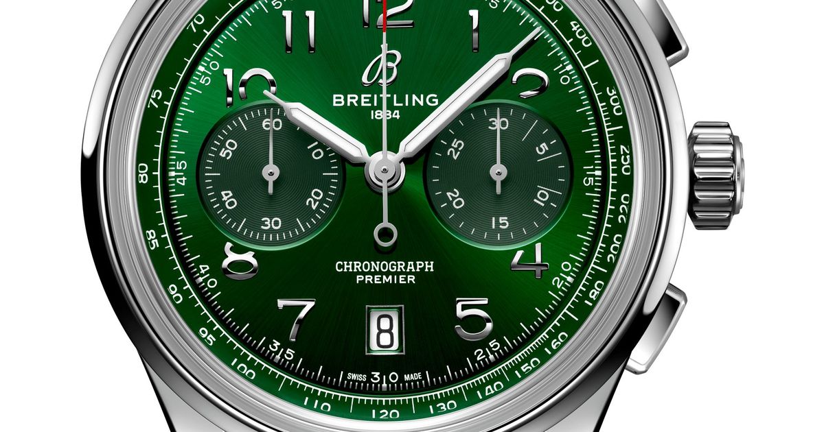 Breitling Premier B01 Chronograph 42 Green Dial Silver Steel Strap Watch for Men - AB0145371L1A1