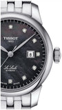 Tissot Le Locle Automatic Diamonds Mother of Pearl Black Dial Silver Steel Strap Watch For Women - T006.207.11.126.00