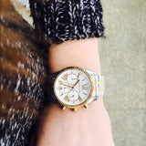 Michael Kors Lexington Silver Dial Two Tone Steel Strap Watch for Women - MK5955