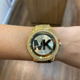 Michael Kors Tibby Three Hand Gold Dial Gold Steel Strap Watch For Women - MK6879