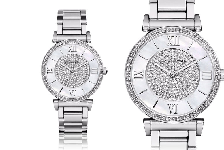 Michael Kors Catlin Silver Dial Silver Steel Strap Watch for Women - MK3355