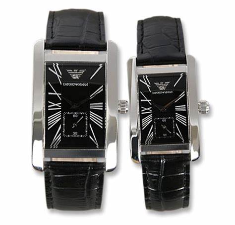 Emporio Armani Black Dial Black Leather Strap Watch For Men - AR0143
