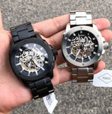 Fossil Modern Machine Automatic Silver Dial Silver Steel Strap Watch for Men - ME3081