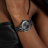 Guess Rumour Quartz Black Dial Silver Steel Strap Watch For Women - GW0613L1