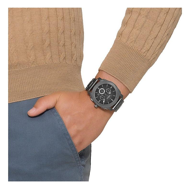 Fossil Machine Chronograph Black Dial Grey Steel Strap Watch for Men - FS4662