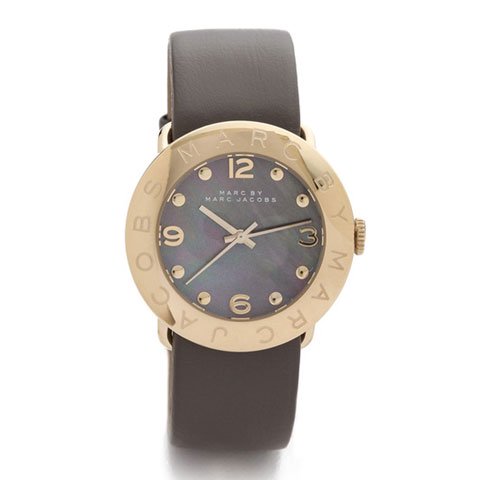 Marc Jacobs Amy Grey Dial Grey Leather Strap Watch for Women - MBM1287