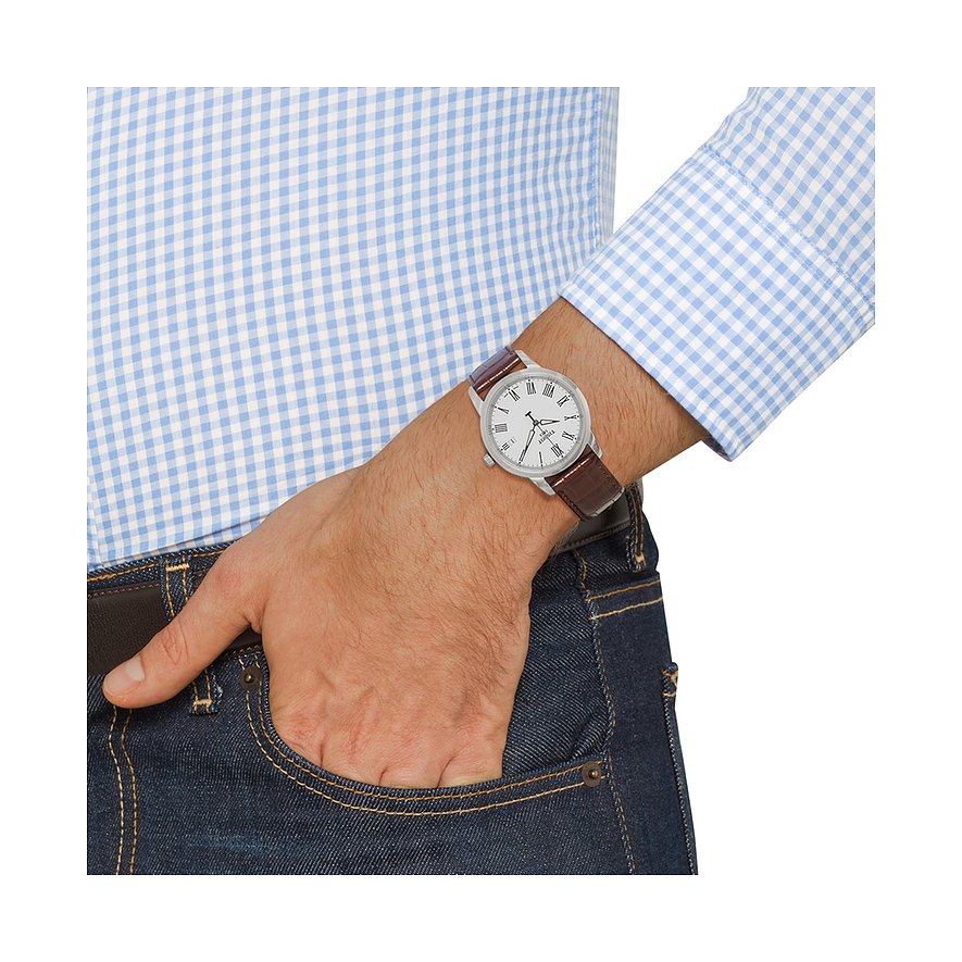 Tissot T Classic Dream White Dial Brown Leather Strap Watch for Men - T033.410.16.013.01