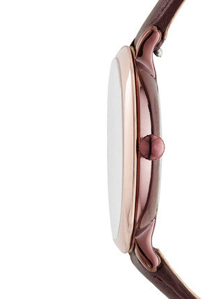 Fossil Jacqueline Burgundy Dial Burgundy Leather Strap Watch for Women  - ES4099