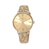 Michael Kors Addyson Quartz Gold Dial Gold Leather Strap Watch for Women - MK2952
