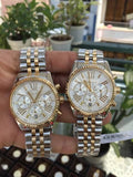 Michael Kors Lexington Silver Dial Two Tone Steel Strap Watch for Women - MK5955